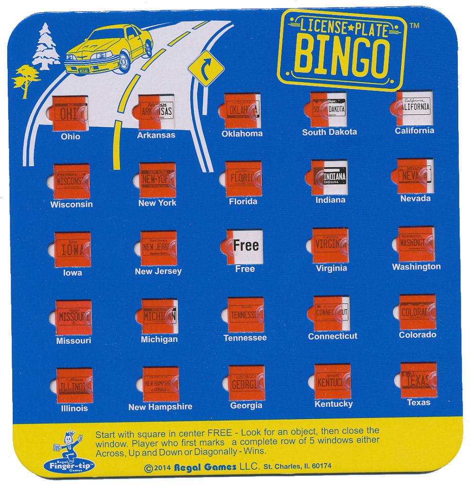 Blue License Plate Bingo Card Blue License Plate Bingo Card