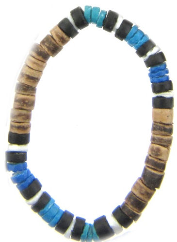 6 Blue Puka Bead Bracelets #1