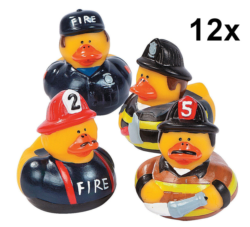 12 Fire Fighter Rubber Duckies