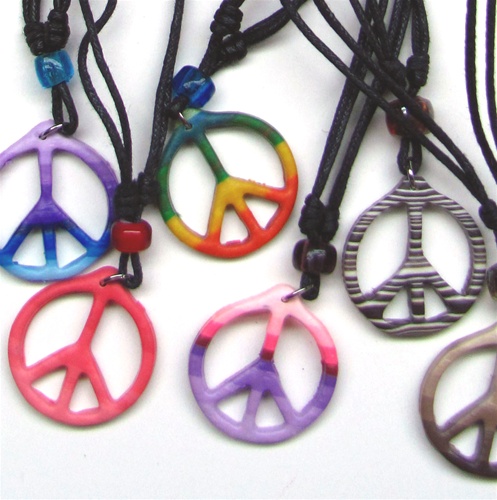 6 Fimo Peace Necklaces