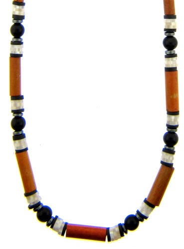 6 Bamboo Necklaces w/ Hematite Bead