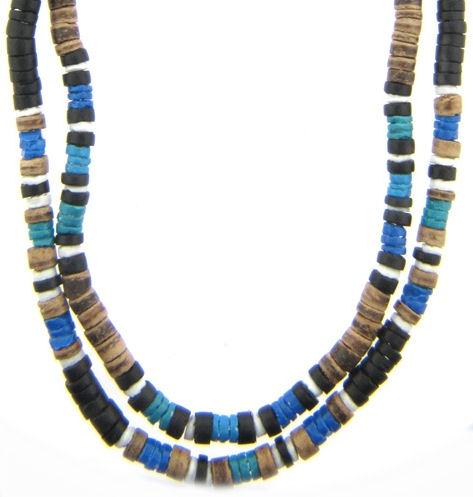 6 Blue Puka Bead Necklaces 6 Blue Puka Bead Necklaces