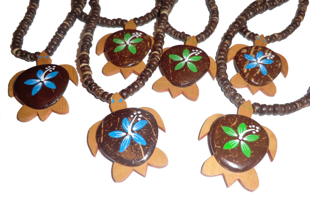 6 Turtle Pendant Necklaces (w/ Flowers)