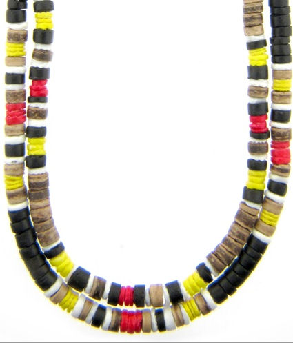 6 Yellow Red Puka Bead Necklaces 6 Yellow Red Puka Bead Necklaces