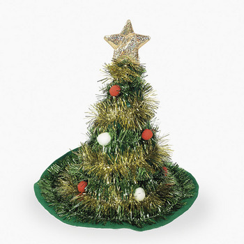 Christmas Tree Santa Hat w/ Tinsel (Premium)