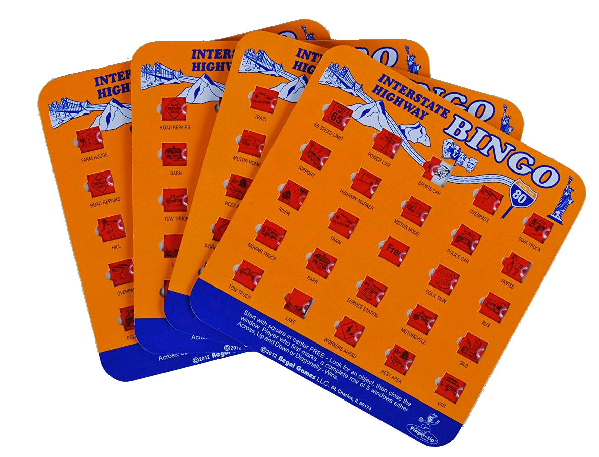 4x Orange Interstate Highway Bingo Cards