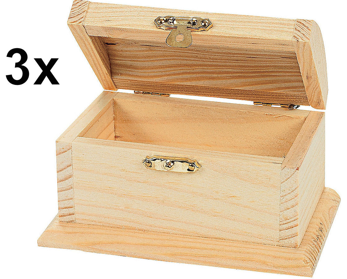 3 DIY Unfinished Wood Treasure Boxes